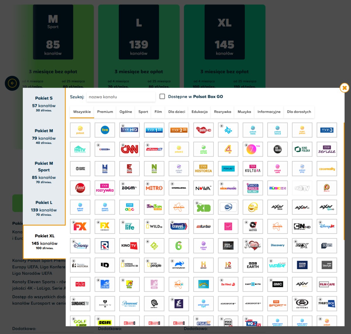 Polsat Box XL channel list
