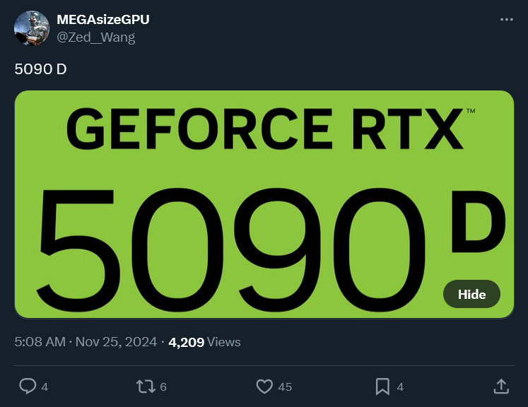 NVIDIA is preparing a unique version of the GeForce RTX 5090 card